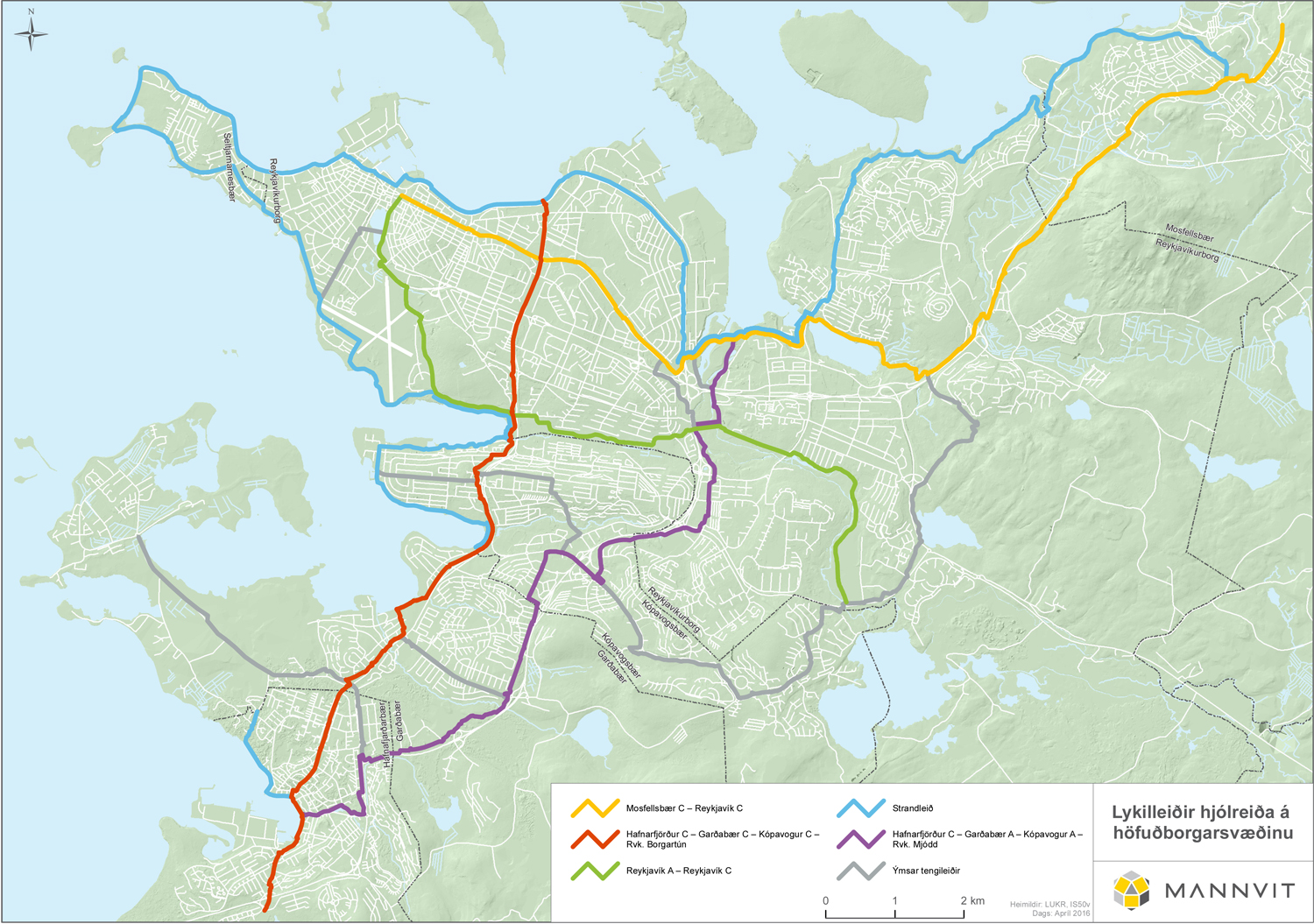Hjolaleidir kort Lykilleidir a hofudborgarsvaedinu Shb mynd